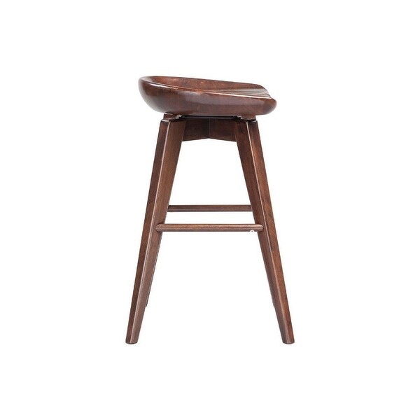 Esme 24 Inch Swivel Counter Stool， Contour Seat， Wood， Tapered Legs