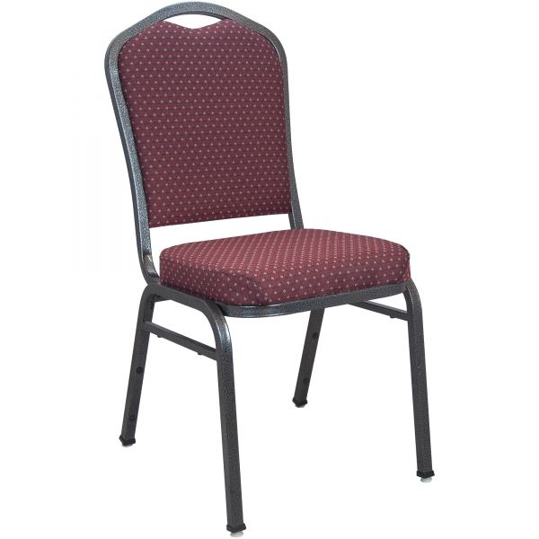 Advantage Premium Burgundy-patterned Crown Back Banquet Chair - Silver Vein