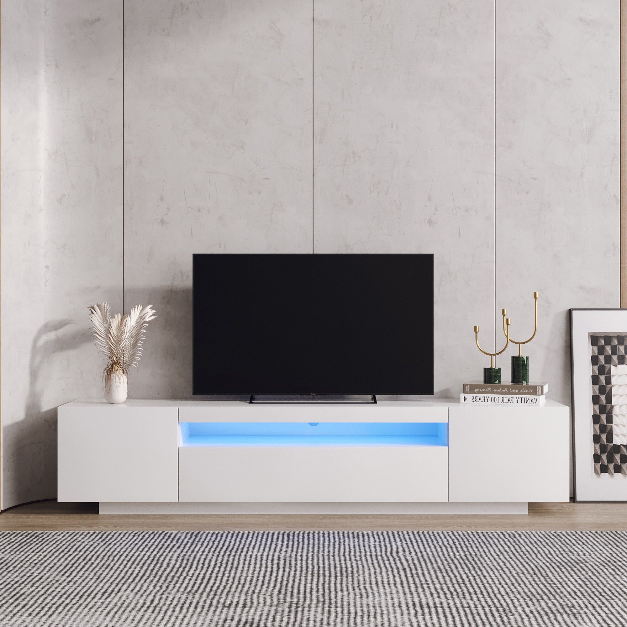 78''L Modern 2 Side Doors TV Stand RGB LED Lights TV Cabinet with Multi-Storage for Living Room Media Entertainment Center