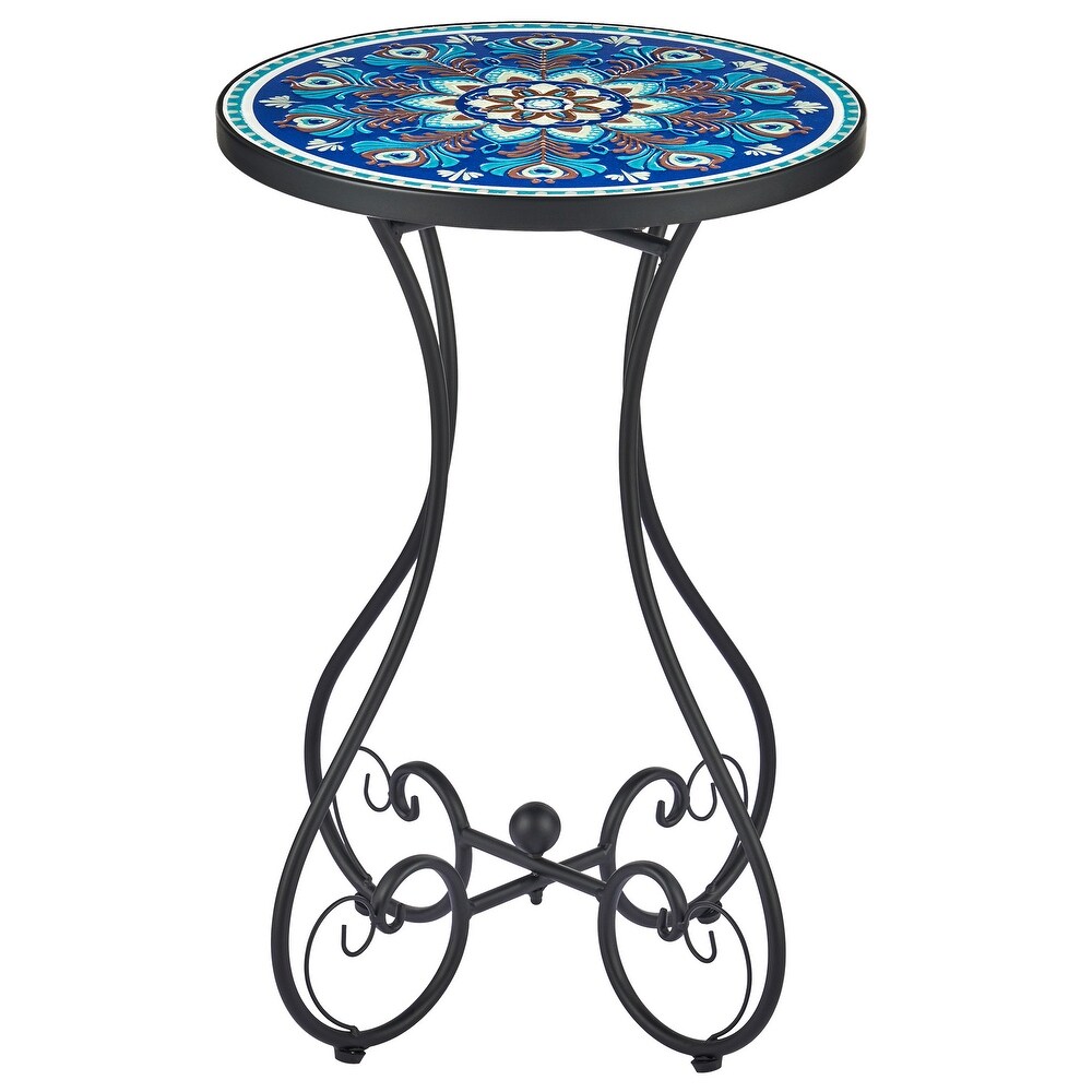 CO Z Mosaic Outdoor Mosaic Tile Side Table and Plant Stand