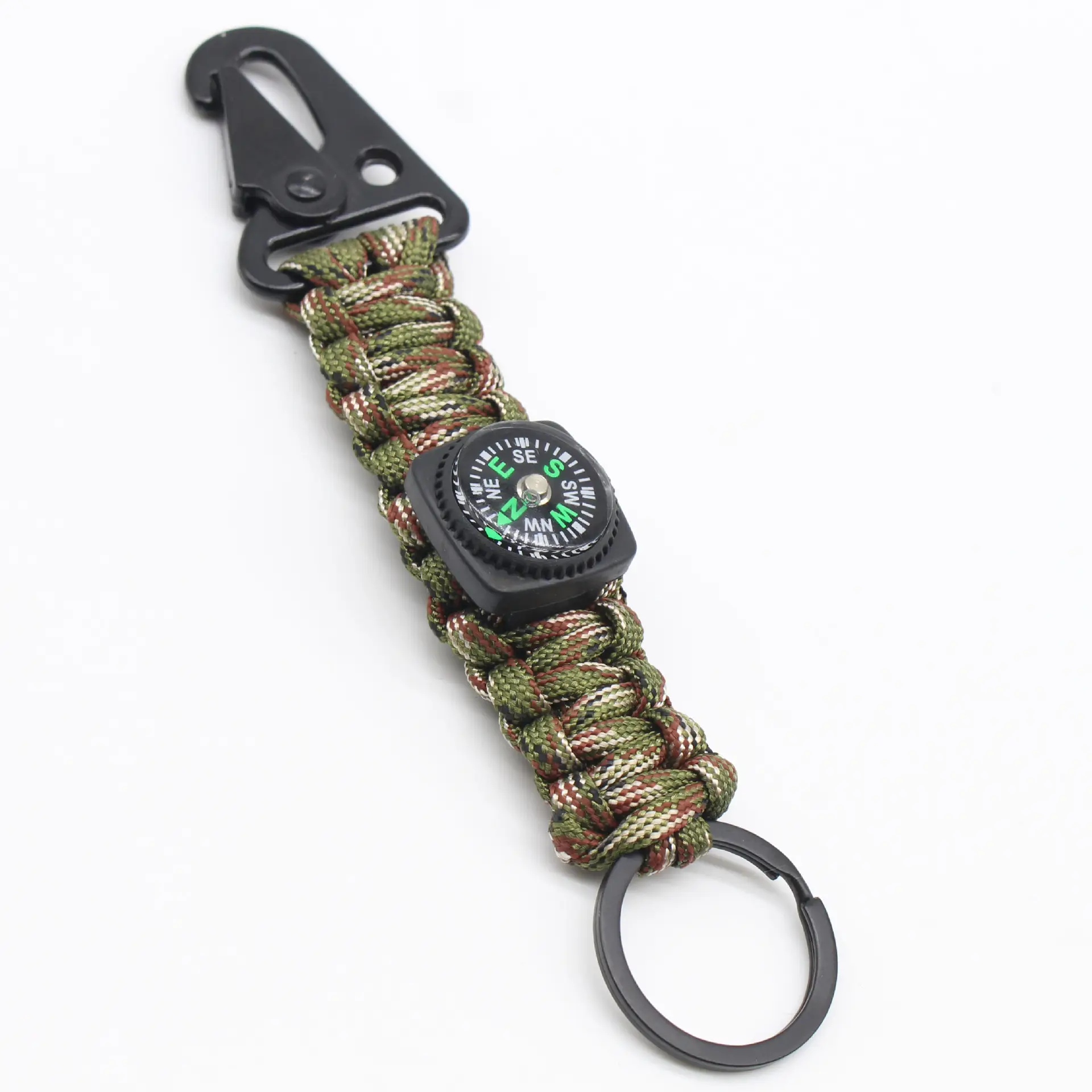 Camping Hiking EDC Tool Survival  Outdoor Sports Paracord Nylon Keychain with Compass Keyring