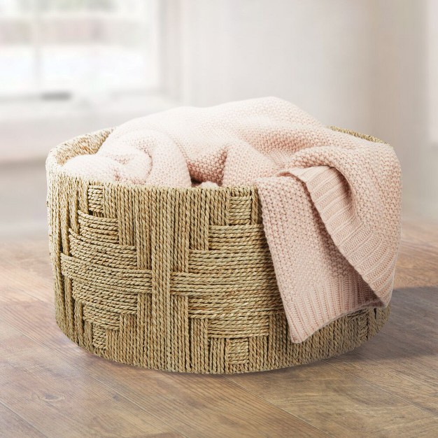 Mdesign Large Woven Seagrass Braided Home Storage Basket Bin Natural