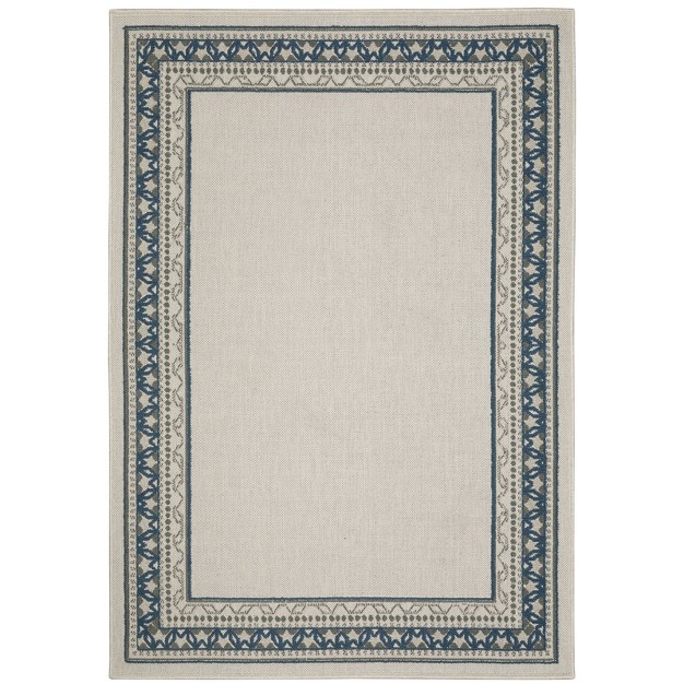 Trinity Classic Border Patio Area Rug Beige blue Captiv8e Designs