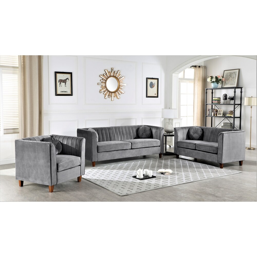 Lowery Kitts Velvet Classic Chesterfield Living Room Set