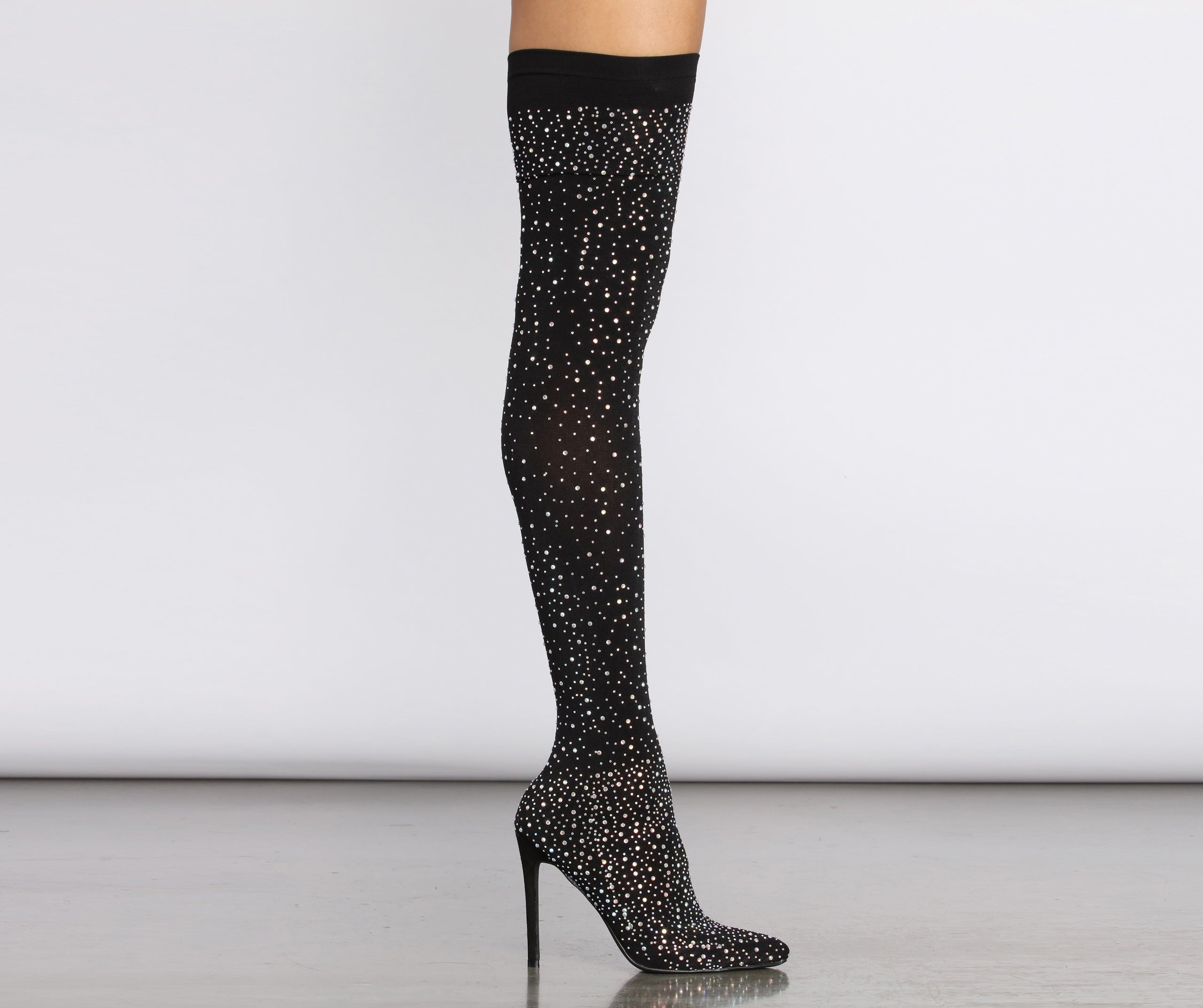 Rhinestone Qween Stocking Boots