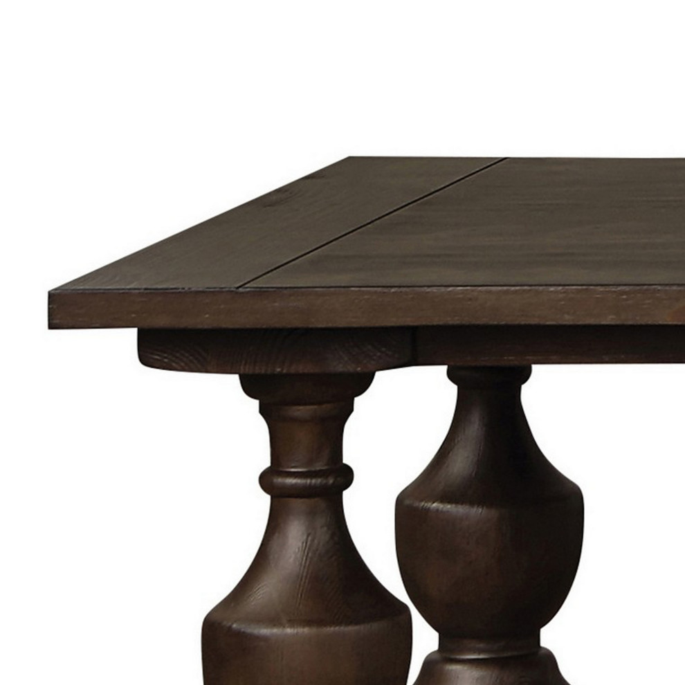 50 Inch Rectangular Coffee Table Open Shelf Baluster Pedestal Legs Brown   Traditional   Coffee Tables   by Dot  ampBo  Houzz