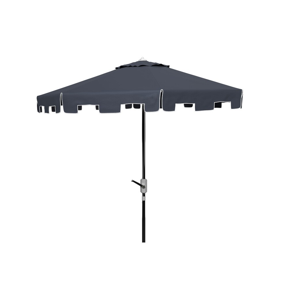 SAFAVIEH Zimmerman Aluminum Tilt and Crank 9 foot Crank Market Patio Umbrella With Flap.