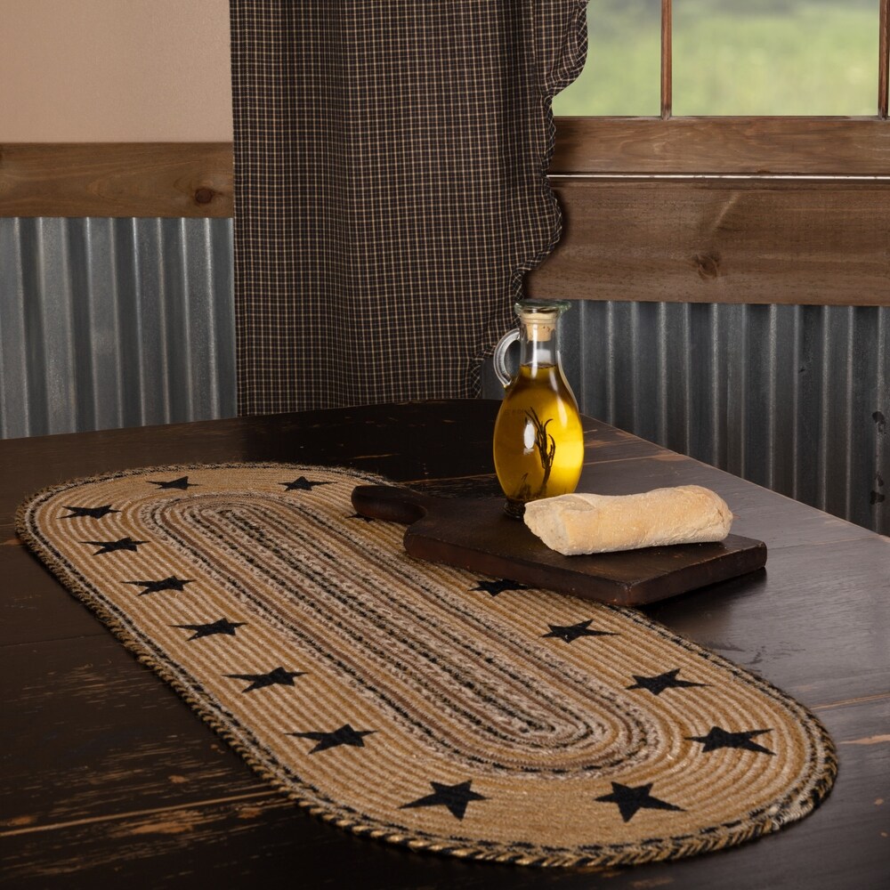 Kettle Grove Stars Border Stenciled Jute Runner