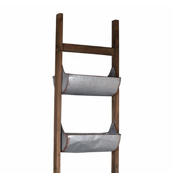 Benzara BM148588 5 Tier Wood and Metal Ladder Plan...