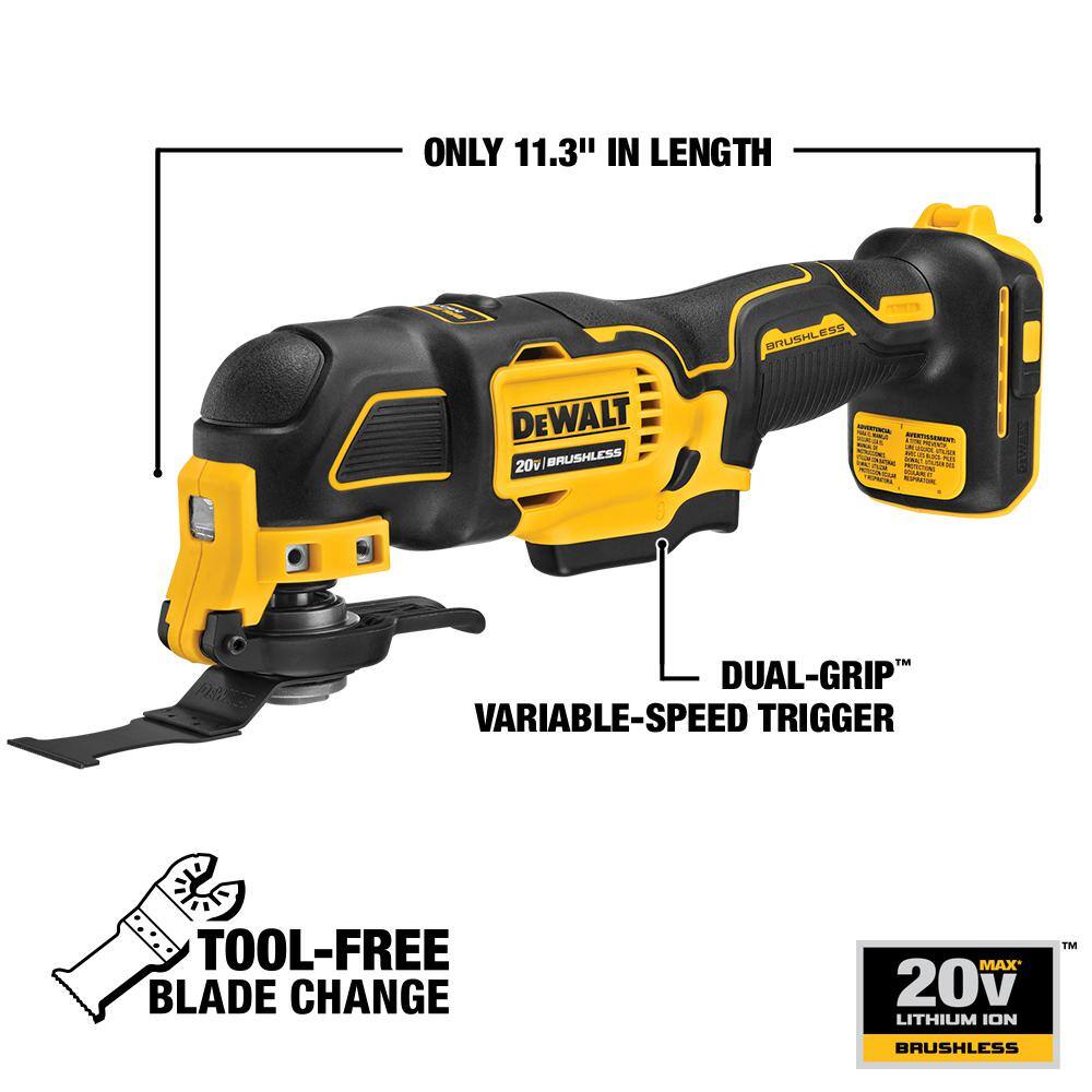 DEWALT DCS354Q1 ATOMIC 20V MAX Lithium-Ion Cordless Oscillating Tool Kit with 4.0Ah Battery， Charger and Kit Bag