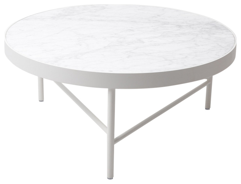 Blake Coffee Table  Carrara White Marble Top   Contemporary   Coffee Tables   by G*FURN  Houzz