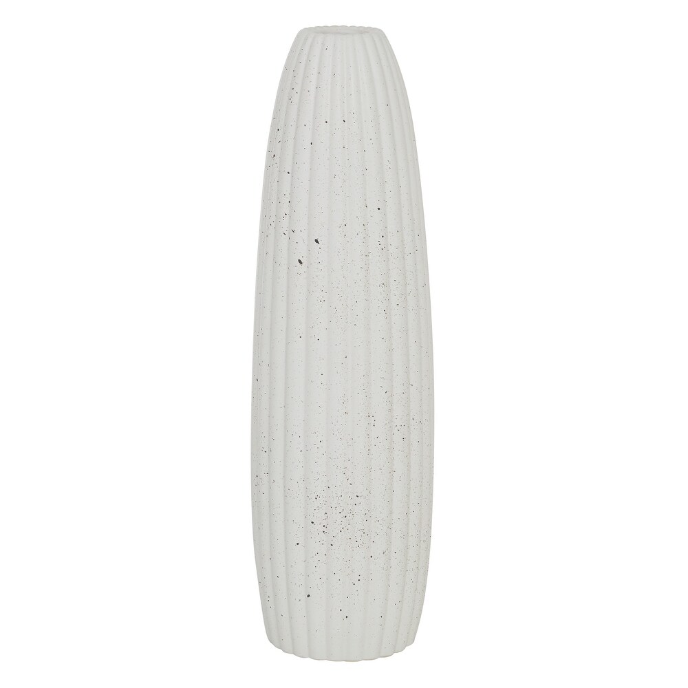 White Ceramic Speckled Vase   5 x 5 x 18