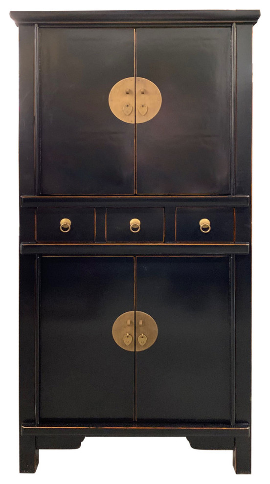 59 quotChinese Chest On Chest Finished  Black Lacquer   Asian   Accent Chests And Cabinets   by Oriental Furnishings  Houzz