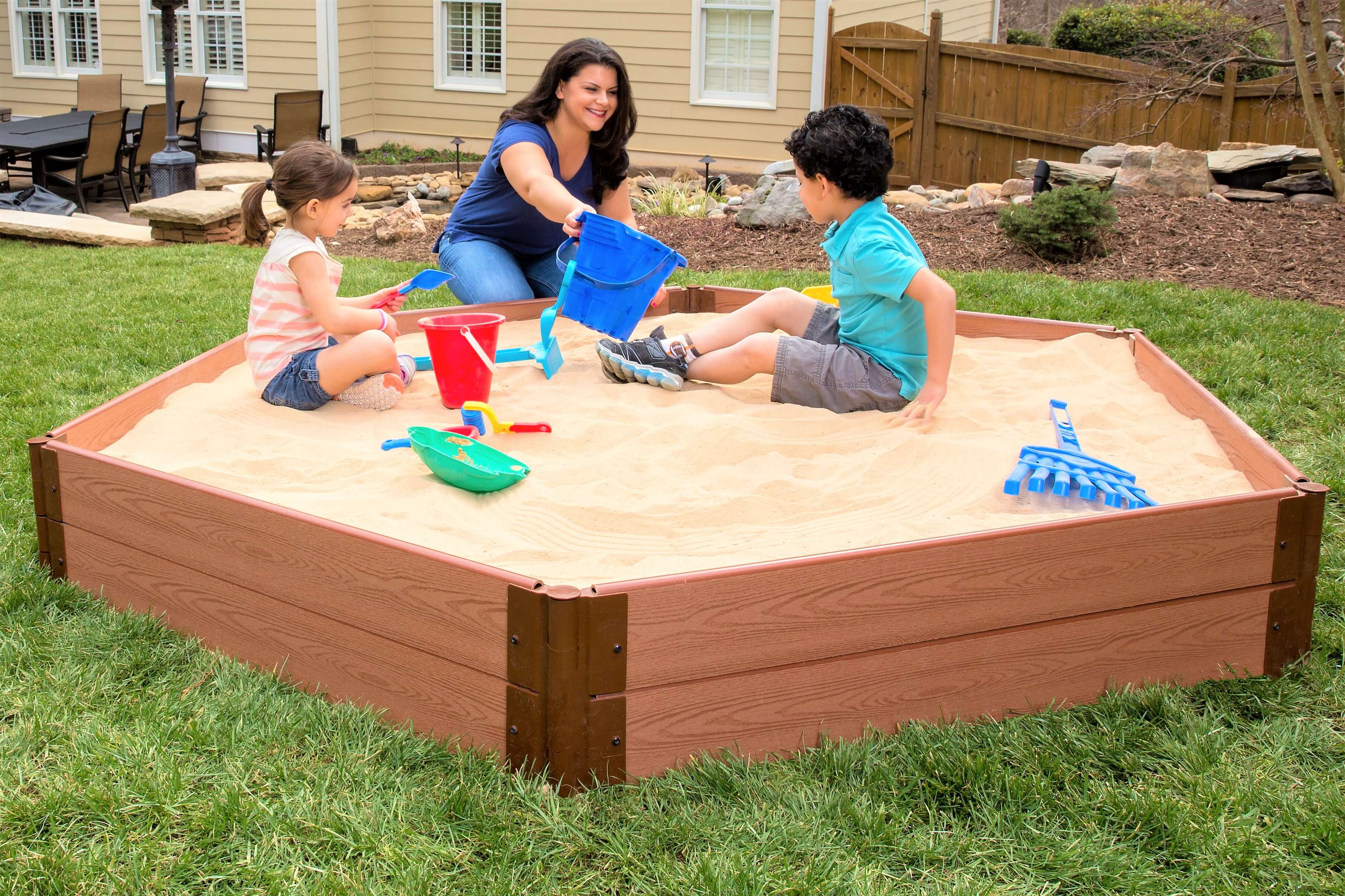 7' x 8' Composite Hexagon Sandbox - 2 Inch Profile