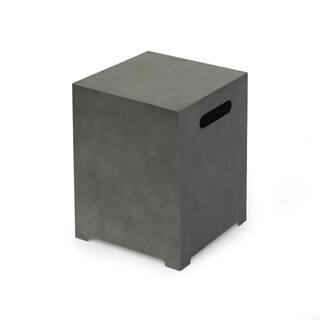 Noble House Wellington 15.25 in. x 19.75 in. Rectangular Concrete Propane Fire Pit in Dark Grey with Tank Holder 70377