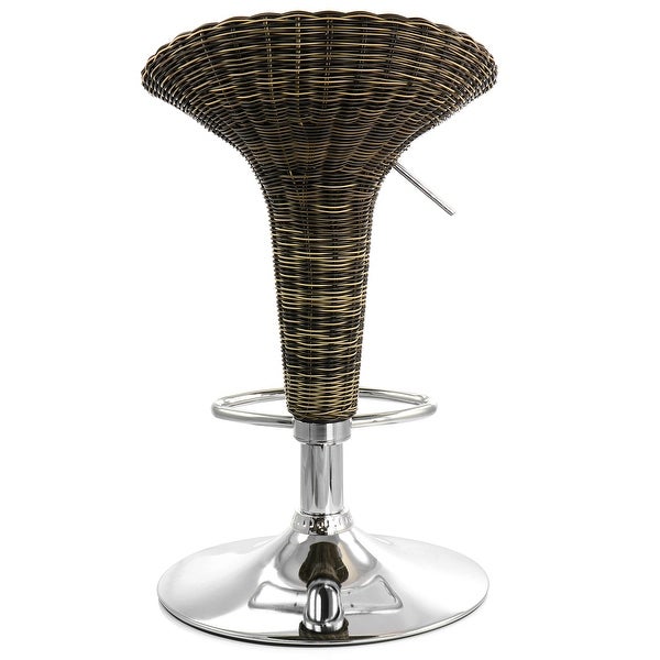 Elama 2 Piece Adjustable Rattan Bar Stool in Brown with Chrome Base