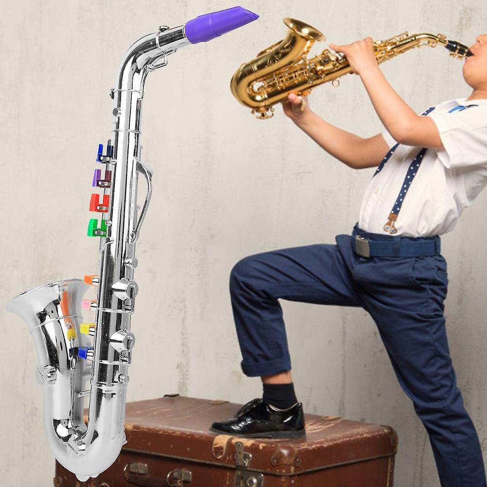 Plastic Children Saxophone Toy Mini Saxophone Sax Children Musical Instrument Toy Giftsilver