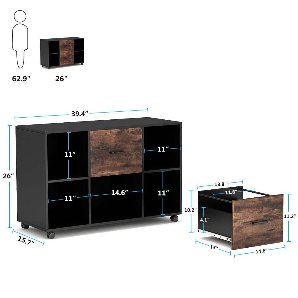 2-Drawer File Cabinet, Large Mobile Filing Cabinet for Letter Size