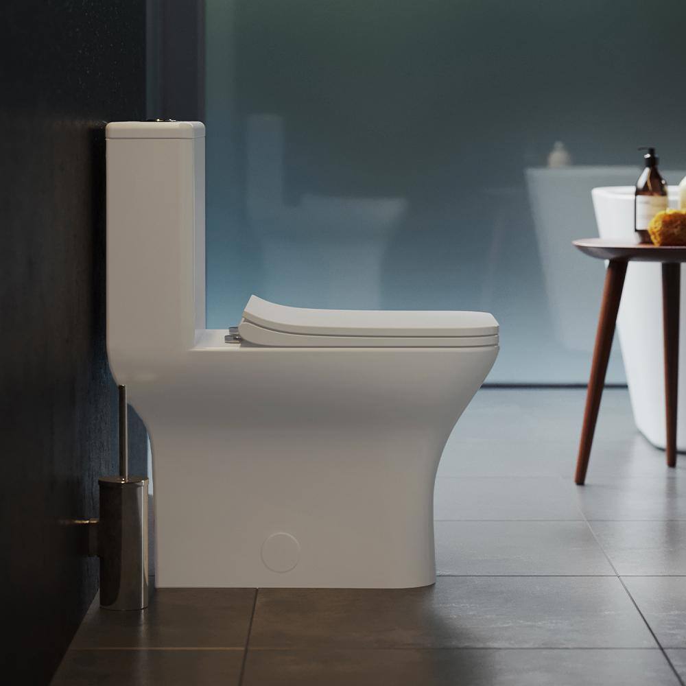 Swiss Madison Piazza One-Piece 1.11.6 GPF Dual Flush Square Toilet in Glossy White Seat Included SM-1T256HD