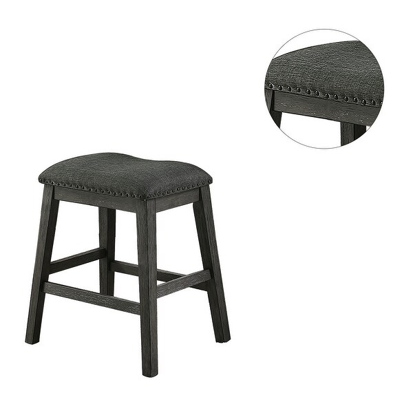 Linen-Fabric Padded Counter Stool， Dark Grey(Set of 2)