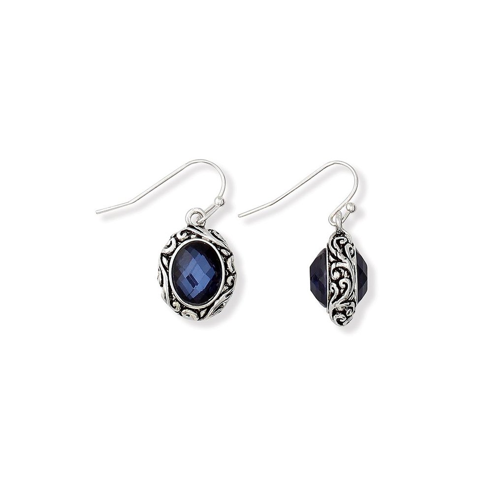 Periwinkle by Barlow  Faceted Blue Stones In Filigree Earrings