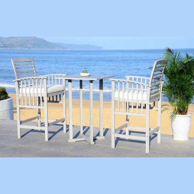 Pate 3 Piece Bar Height Patio Outdoor Bistro Set Safavieh