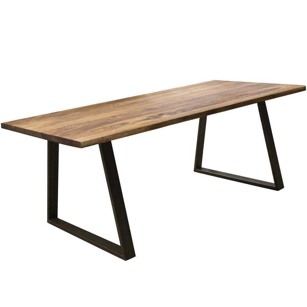 AmeriHome Sheesham 63 in. Rectangle Rosewood Wood Top with Black Metal Frame Dining Table Seats 6 SWDT63