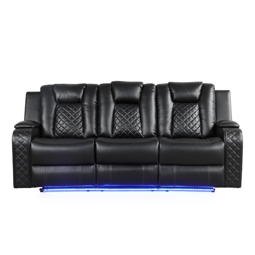 Benz Power Reclining Sofa with Built in USB   Bottom Lights LED Made in Faux Leather