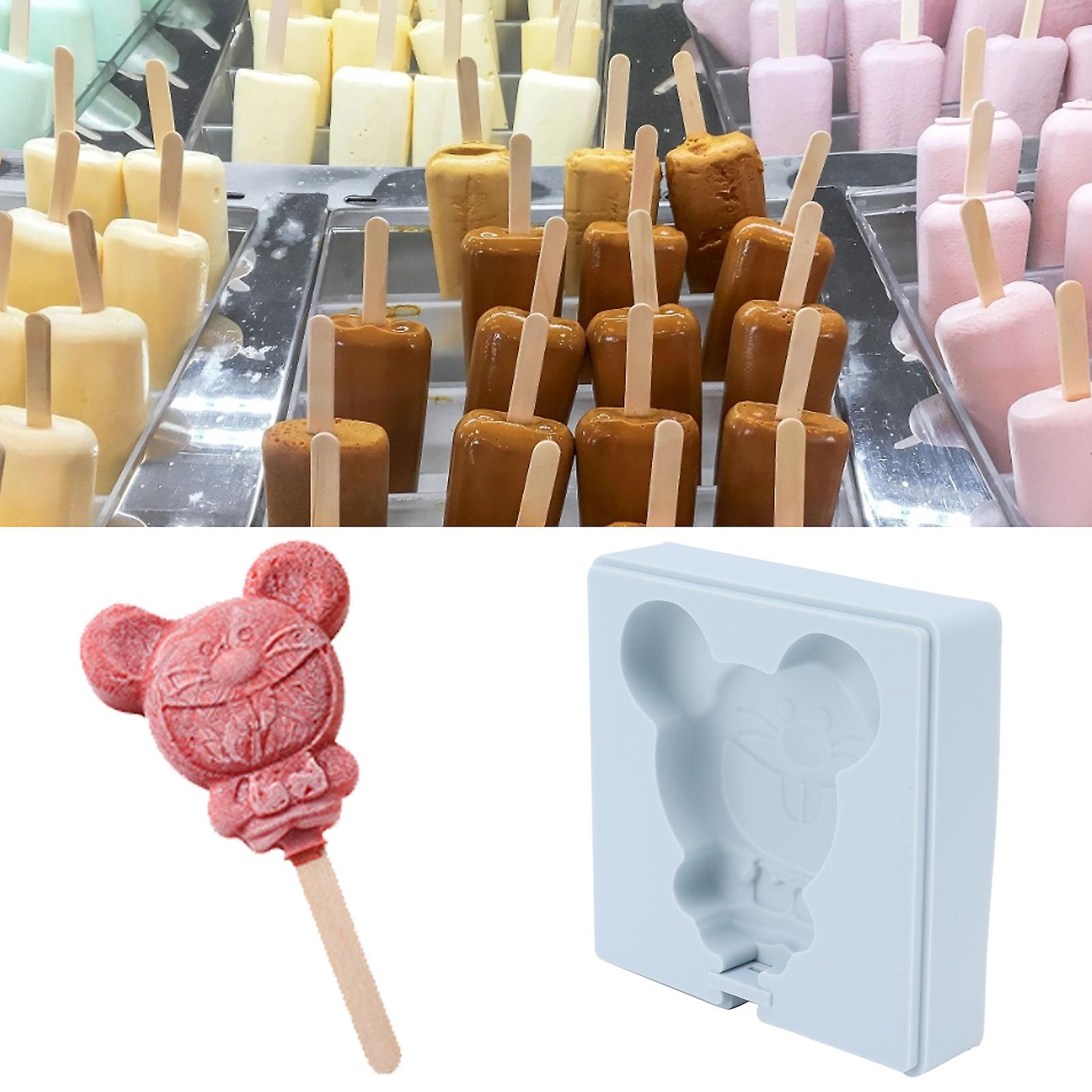 Ice Cream Mold， Cute Cartton Rat Shaped Homemade Ice Cream Mould Easy To Demould Non Stick Ice Cream Maker With 20 Packs Sticks For Freezer[a]