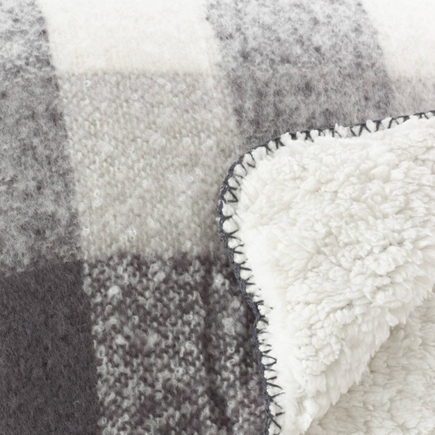 Faux Mohair Design Faux Shearling Throw Blanket Gray Saro Lifestyle