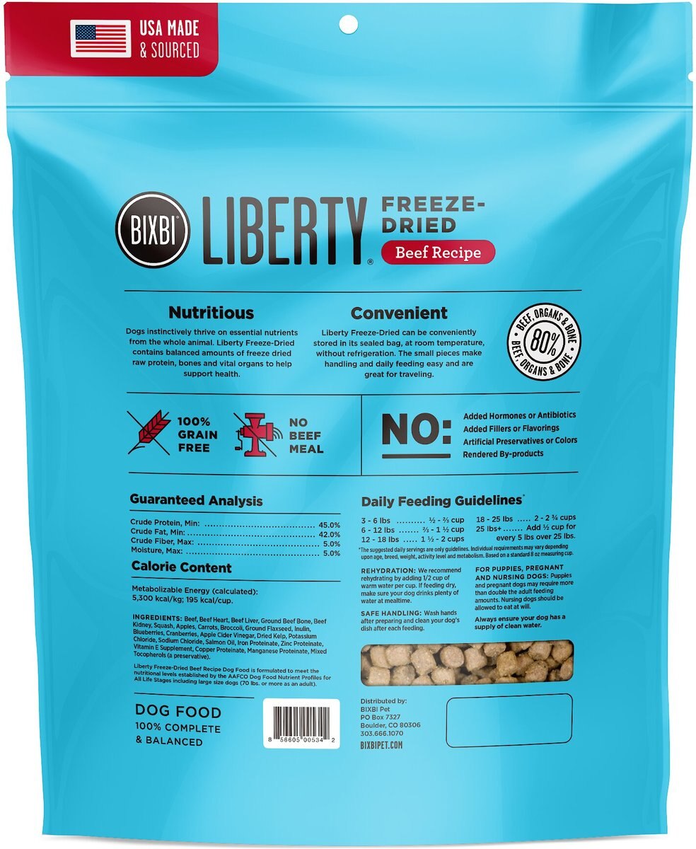 BIXBI Liberty Beef Recipe Grain-Free Freeze-Dried Raw Dog Food