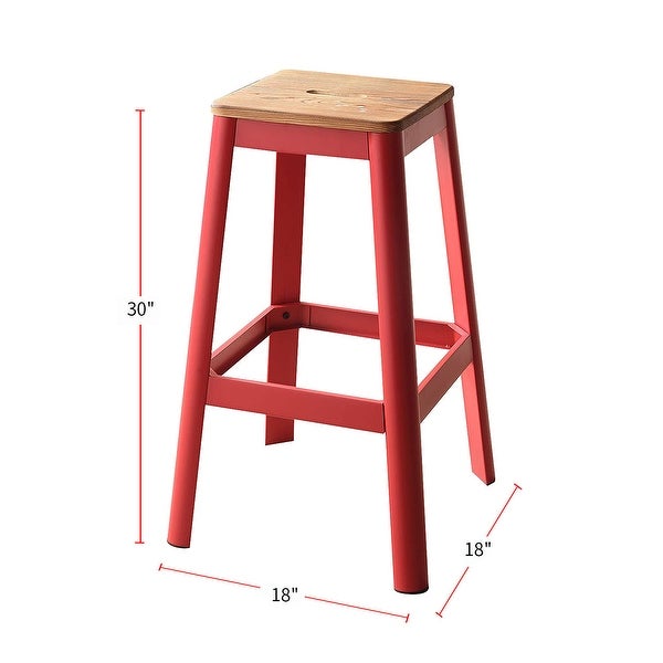 Wood Seat Backless Barstool