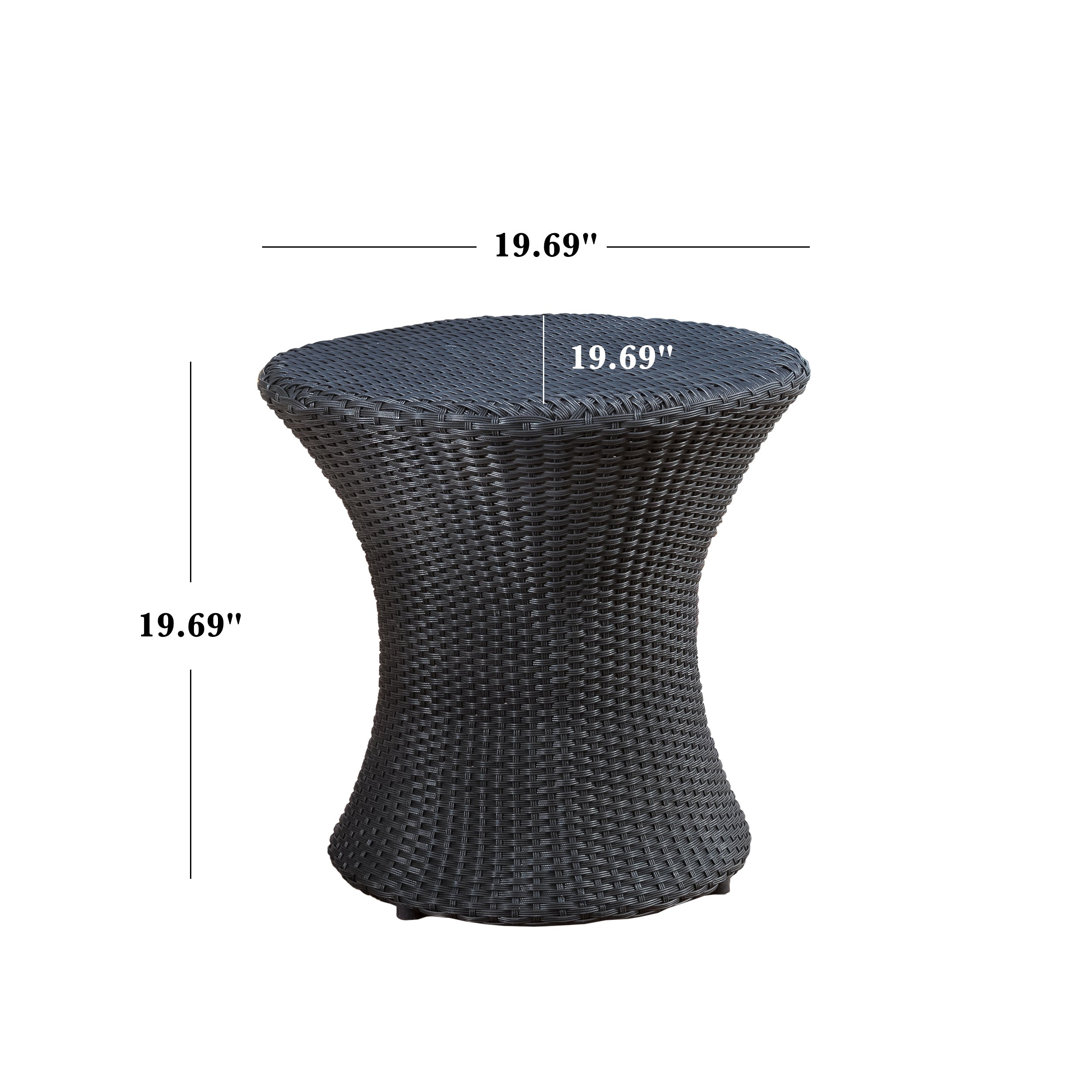 Lorenzo Modern Outdoor Black Wicker Hourglass Side Table