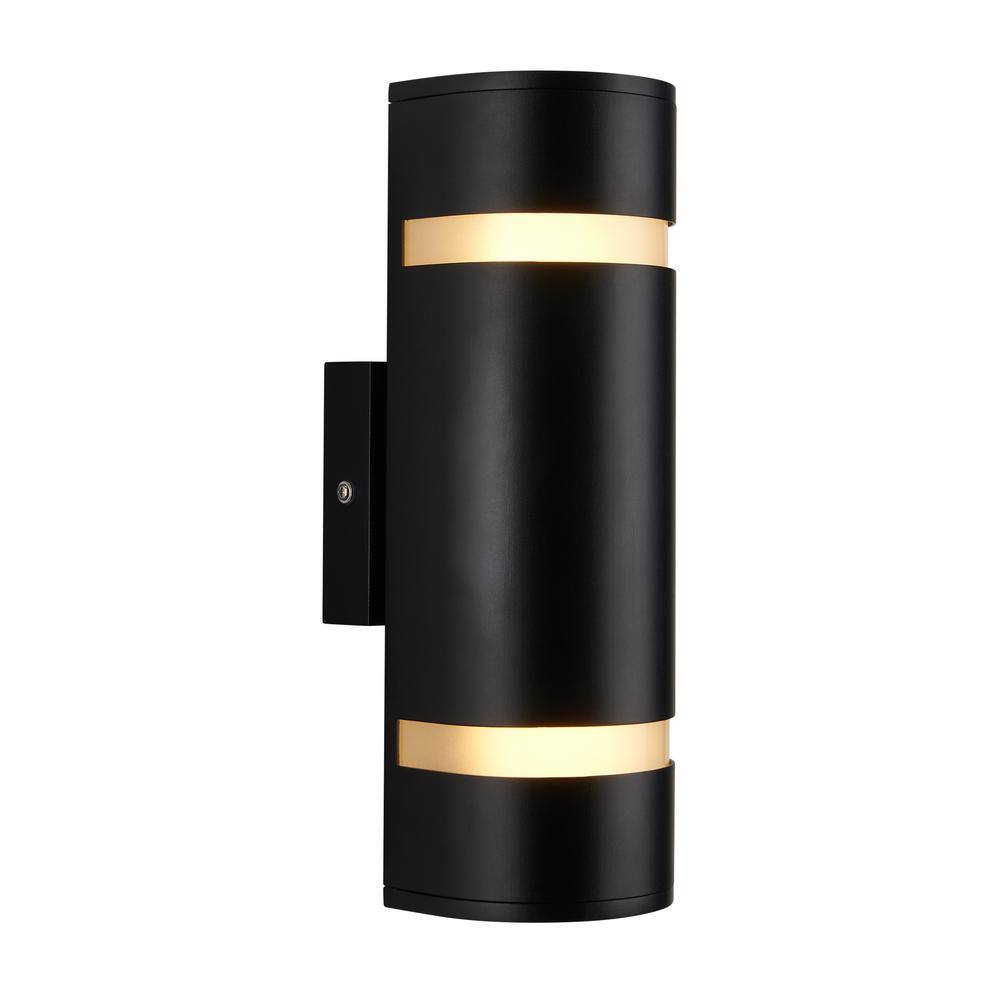 Artika 3-Way Stream Black Modern Outdoor Hardwired Garage and Porch Light Cylinder Sconce AMP71-HDBL