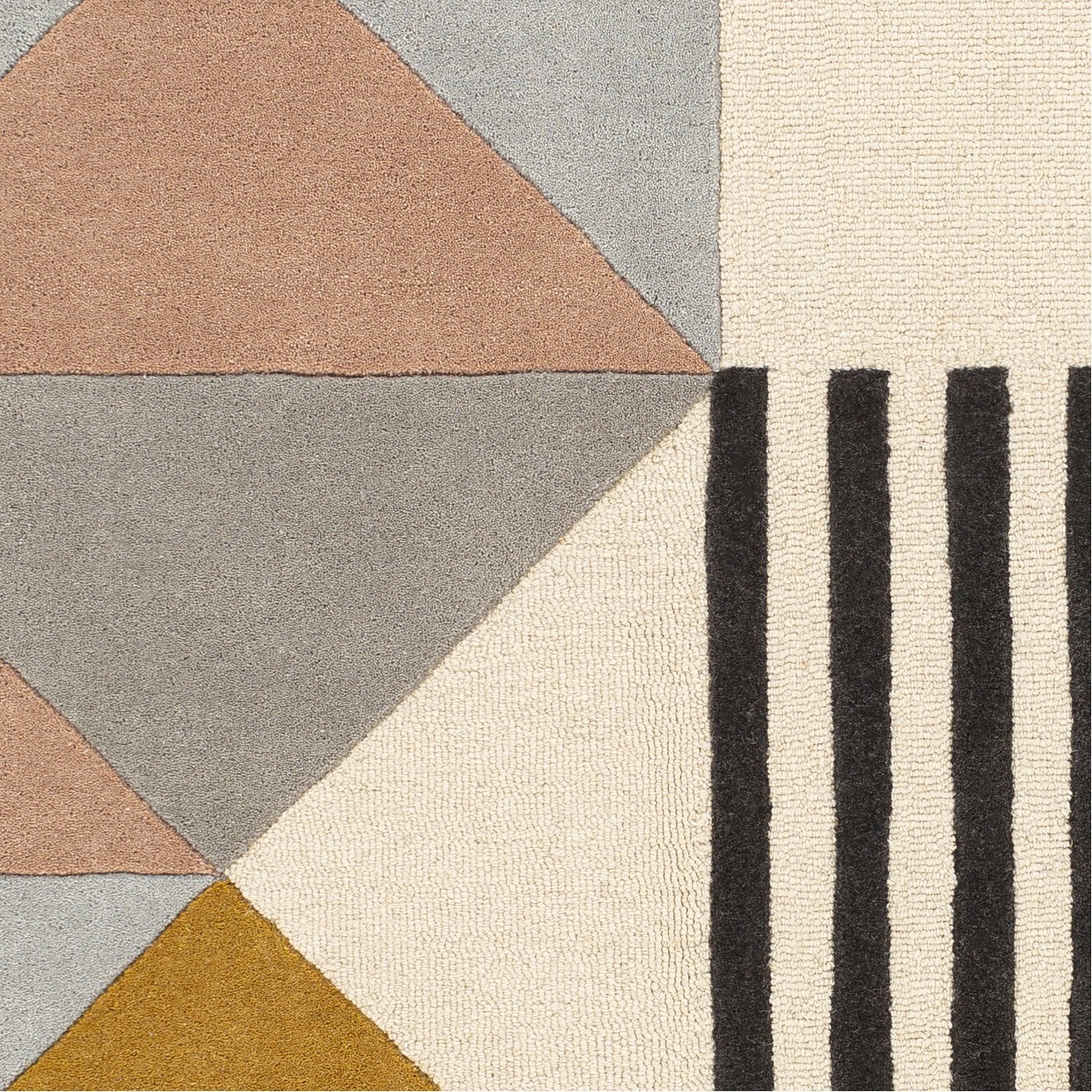 Emma Hand Tufted Rug in Cream, Light Gray, Mustard, Camel, Black, Medium Gray