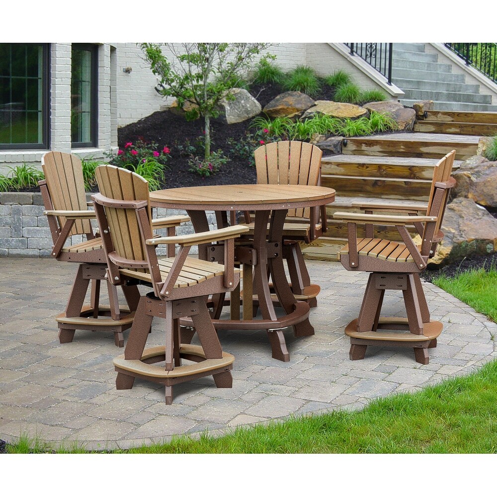 OS Home and Office Five Piece Round Counter Height Dining Set in Cedar on a Tudor Brown Base