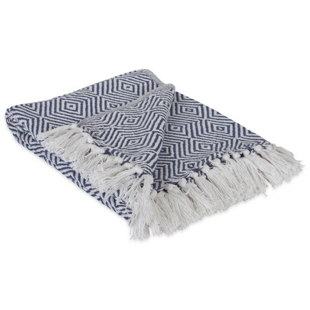 Diamond Geometric Throw Blanket French Blue Design Imports