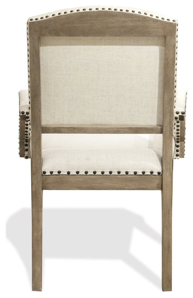 Set of 2 Dining Chair  Hardwood Frame With Curved Arms  ampNailhead Trim  White   Transitional   Dining Chairs   by Decor Love  Houzz