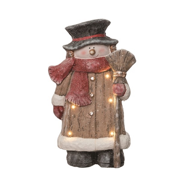 Transpac Resin 15 25 In Multicolor Christmas Light Up Wood Plank Snowman Decor