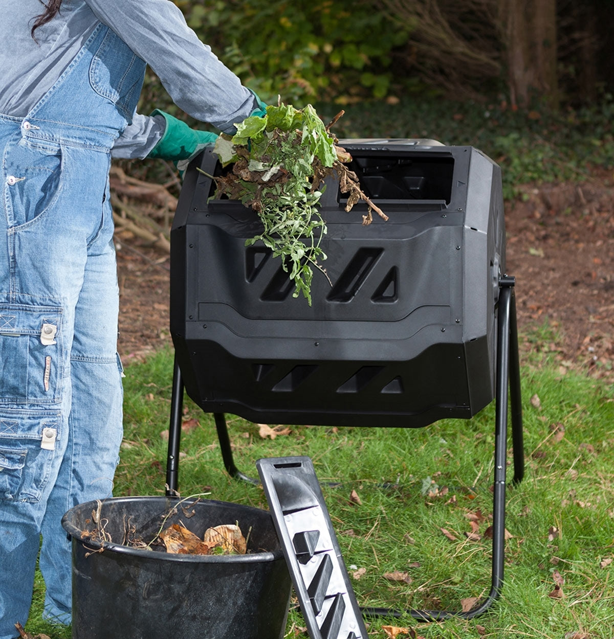 KoolScapes 42 Gallon Rotary 2-Chamber Tumbling Composter