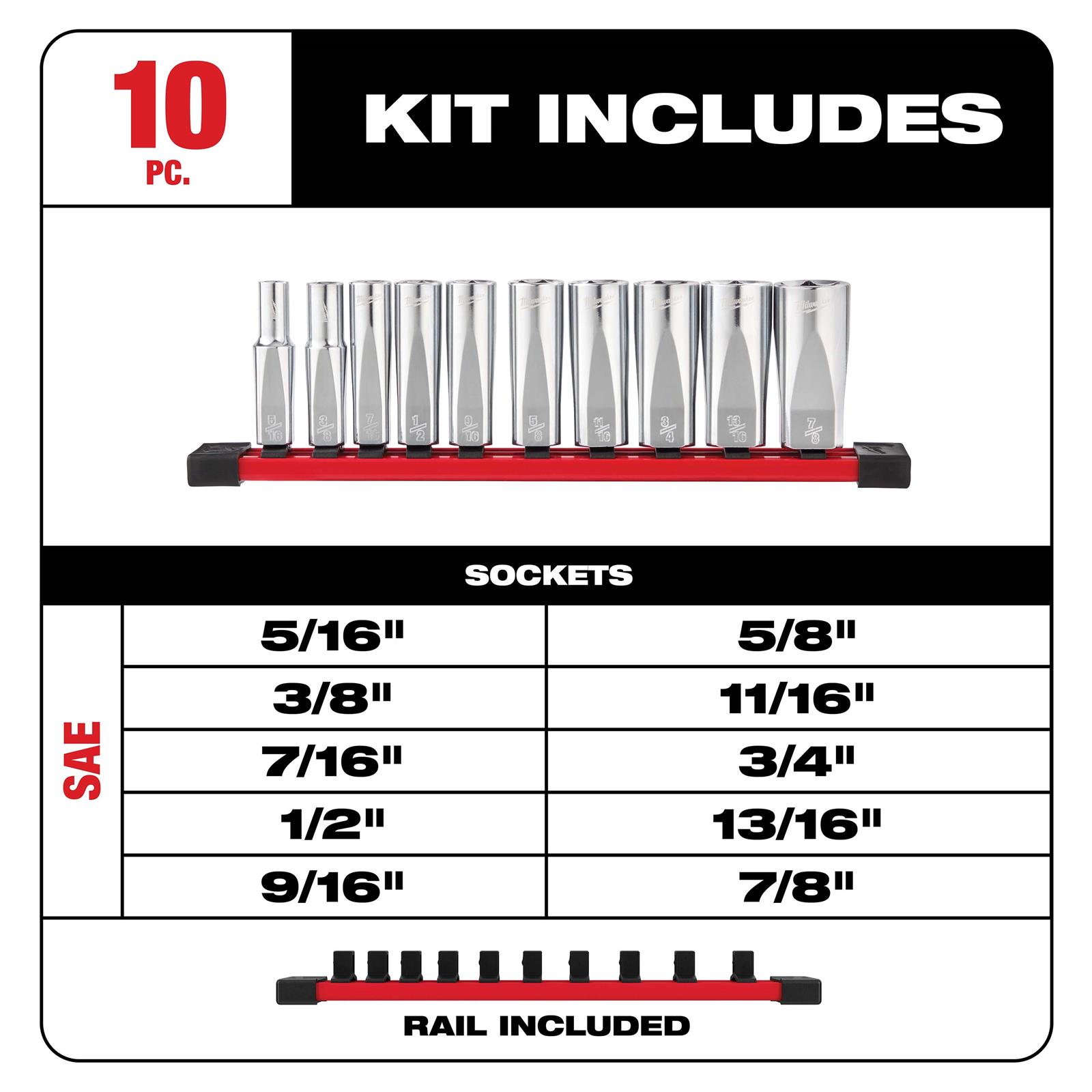 Milwaukee Tool 48-22-9405 Milwaukee 6-Point Sockets with FOUR FLAT Sides