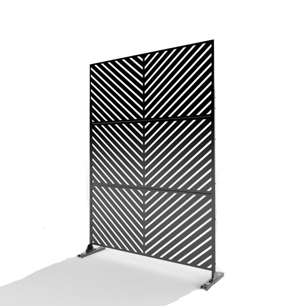 Tunearary Black Metal Patio Privacy Screen Freestanding Garden Fence for Backyard Balcony D0-MWW-LYF