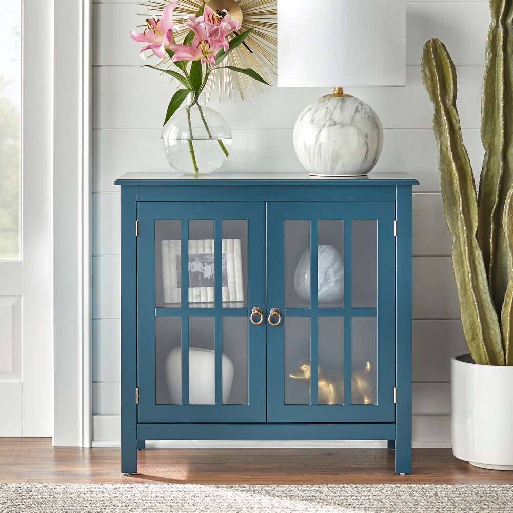 Simple Living Portland 2 Door Glass Cabinet