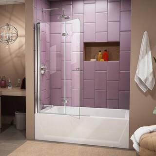 DreamLine Aqua Fold 36 in. x 58 in. Frameless Hinged Tub Door in Chrome SHDR-3636580-01