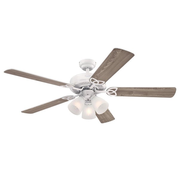 Westinghouse Lighting Vintage 52-Inch Indoor 5-Blade Ceiling Fan， Dimmable LED Light with Clear Ribbed Glass Shopping - The Best Deals on Ceiling Fans | 39655602