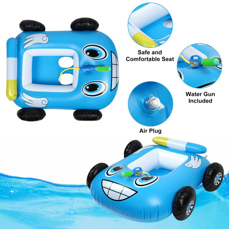 Dnzzs Inflatable Fire Boat Pool Float with Built-in Squirt Gun, Pool Float Pool Toys for Kids, Blue