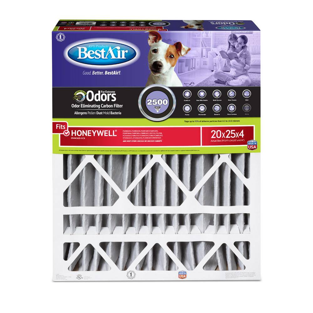 BestAir 20 x 25 x 4 Honeywell FPR 7 Carbon Air Cleaner Filter PFHW2025-11CR