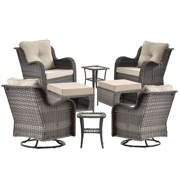 9 Piece Outdoor Patio Furniture SetOutdoor Swivel Rocker Chair Set