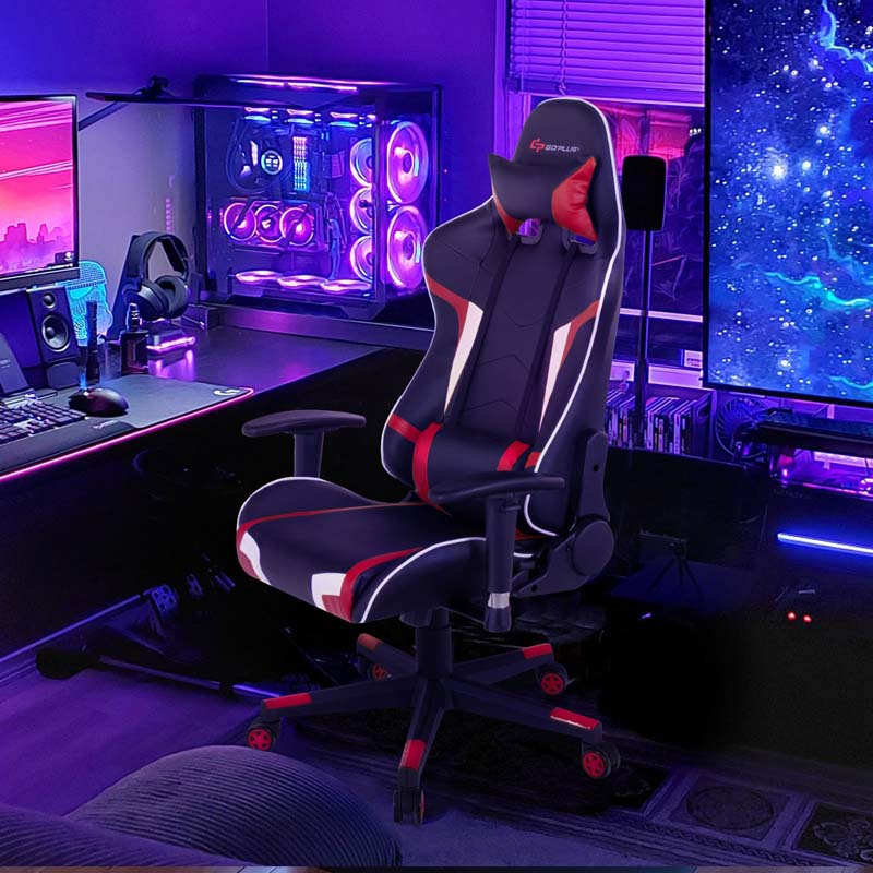 Ergonomic Swivel Massage Gaming Chair Recliner, E-Sport Gamer Racing Chair, Computer Office Chair with Headrest & Lumbar Support