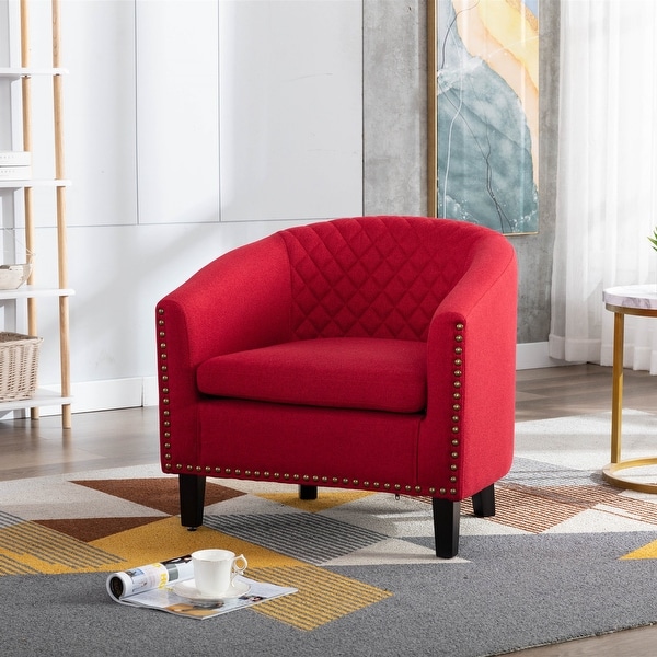 Modern Accent Barrel Chair Living Room Chair With Nailheads